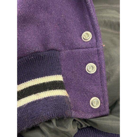 VTG Anaheim Mighty Ducks DeLong 90s Mens LARGE Wool Jacket Snap Button Purple - Picture 11 of 16